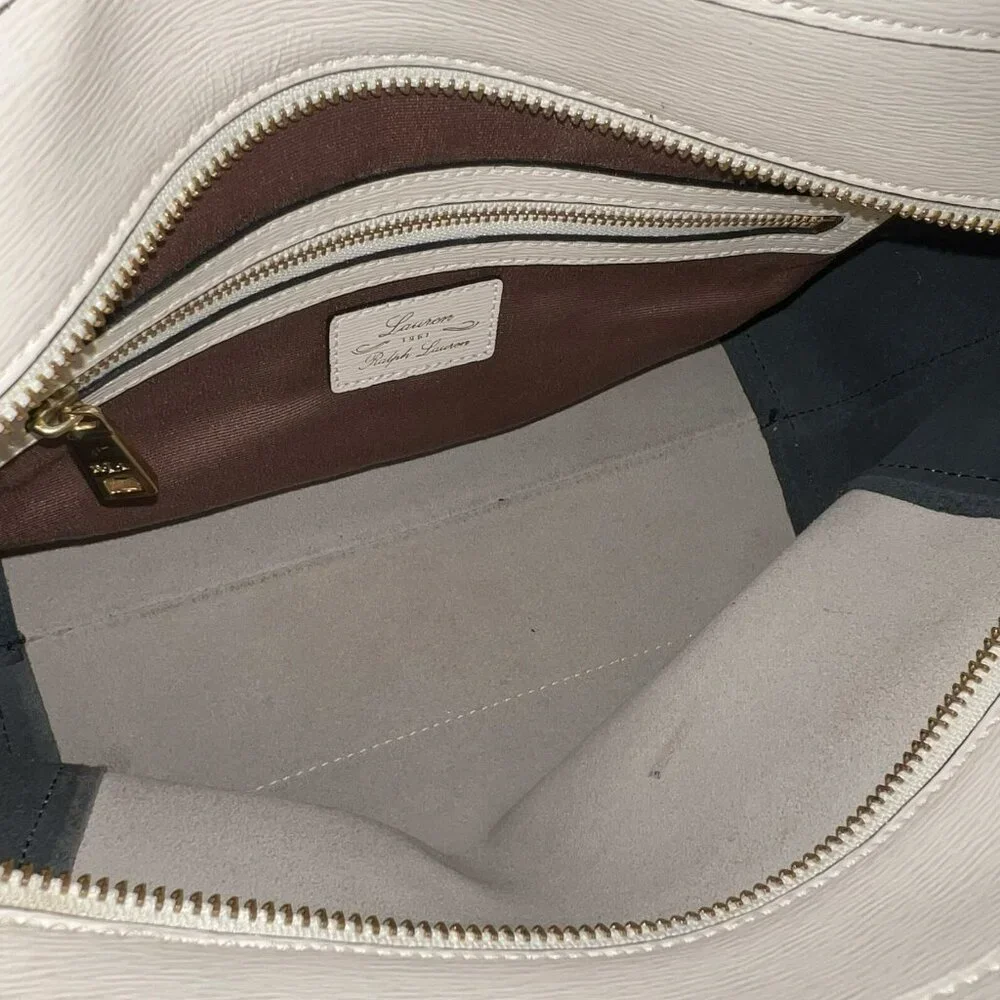 LRL Lauren Ralph Lauren Black and Ivory Handbag Purse Tote - Picture 7 of 8